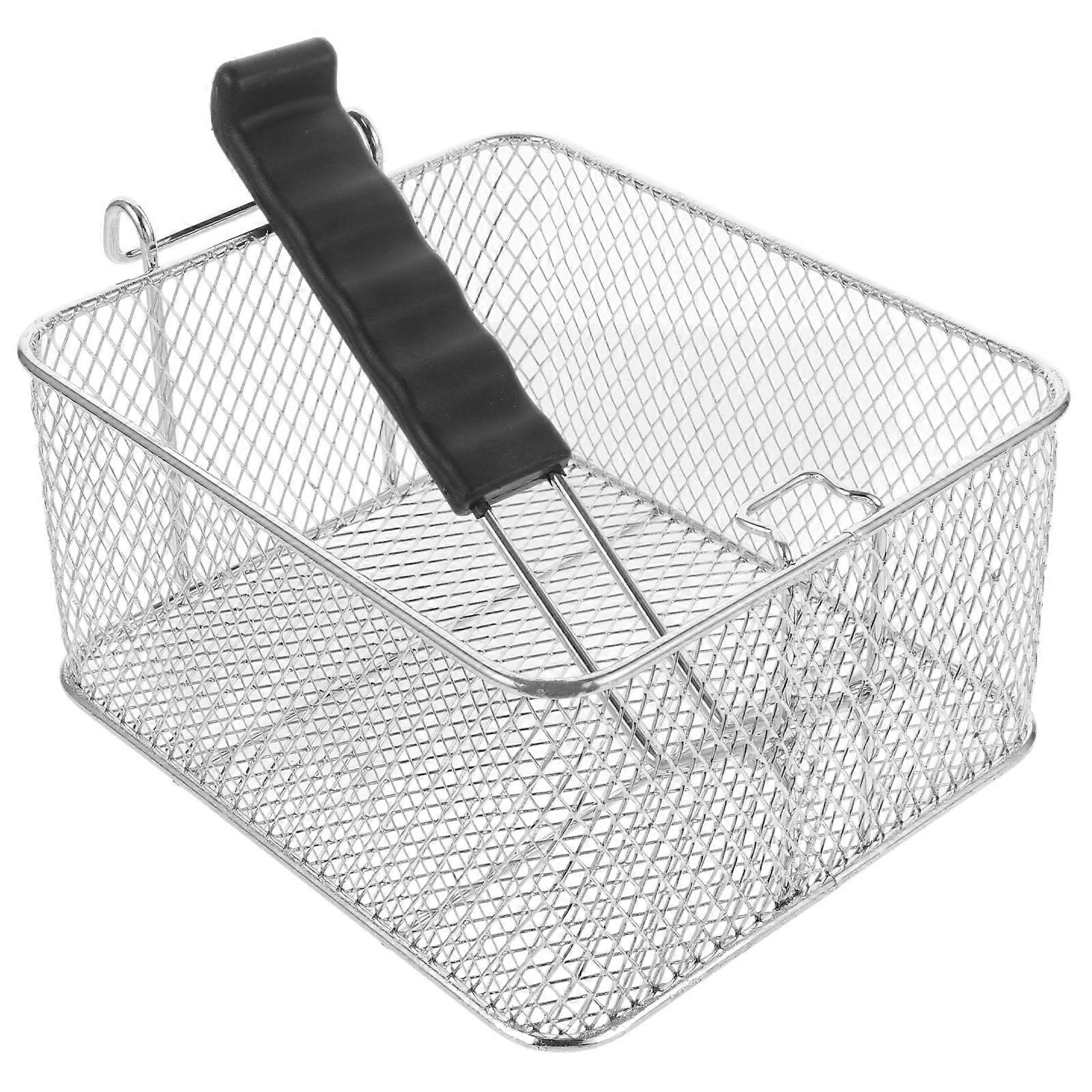 Fry Basket Metal Deep Fry Basket Square Stainless Steel Oil Draining 45.00X19.00X11.00CM 1Pcs