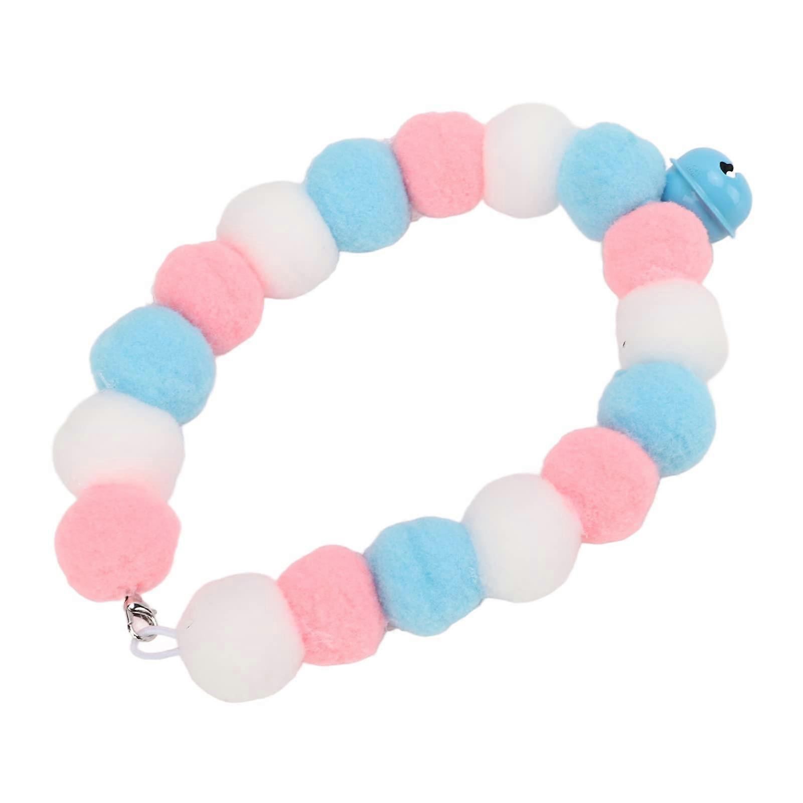 Pet Collar Soft Lightweight With Plush Balls And Bell For Dogs And Cats, Small 34 cm, Blue