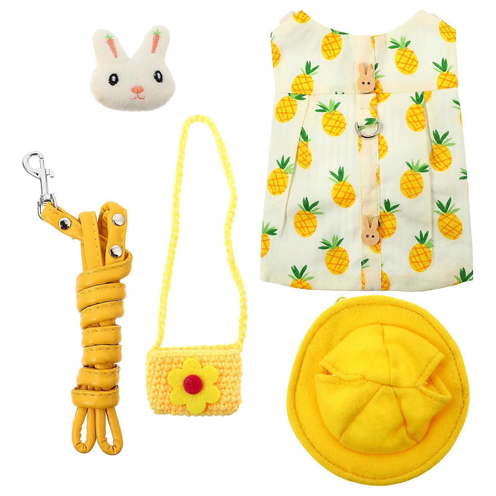 Pet Rabbit Harness and Leash Set with Adorable Decoration, Easy Closure and Comfortable Fit for Guinea Pigs and Similar Pets