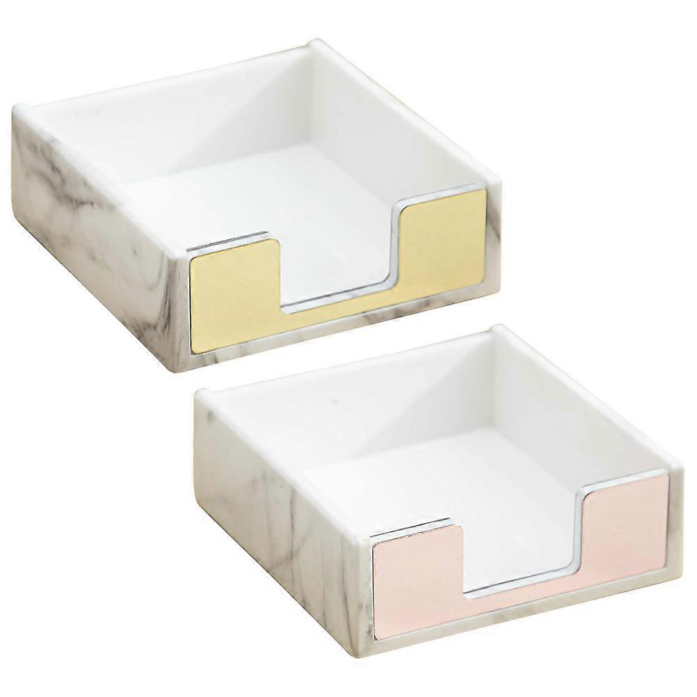 Marble Box Desktop Memo Pad Holders 2pcs Sturdy Acrylic Storage Organizer for School Supplies Clutter Management
