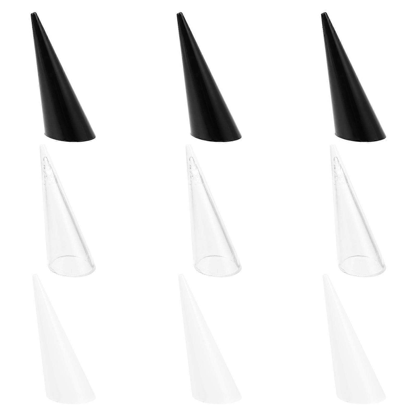 Jewelry Ring Holder Conical Shape ABS Material Home Decor Transparent 9Pcs