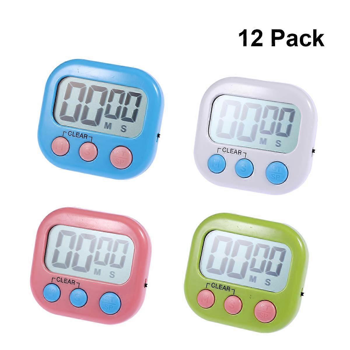 Digital Kitchen Timer Countdown Count Up Loud Alarm Magnetic Back 12Set For Cooking Baking Beauty Facial Gym Sport Setting Medicine Time Classroom