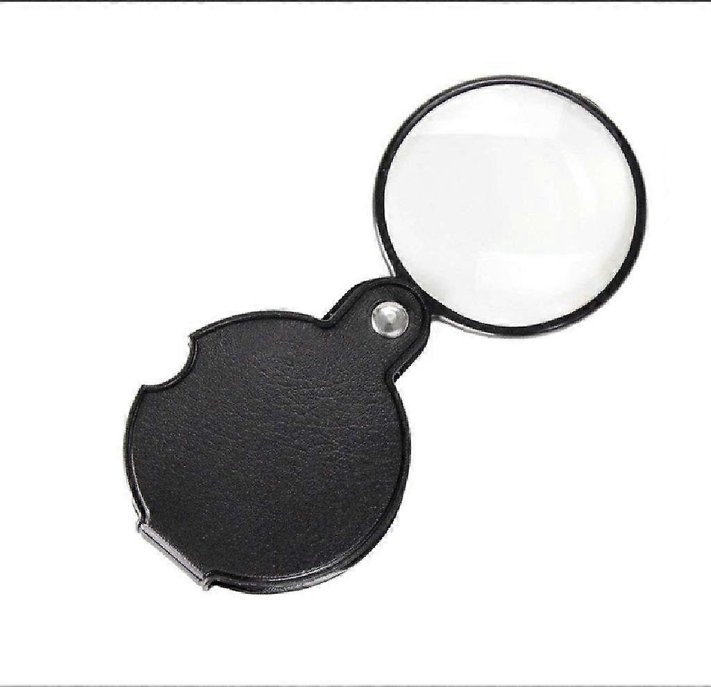 10x Magnification Portable Mini Leather Pocket Magnifier with Black Case, Round and Compact Design for Easy Carry