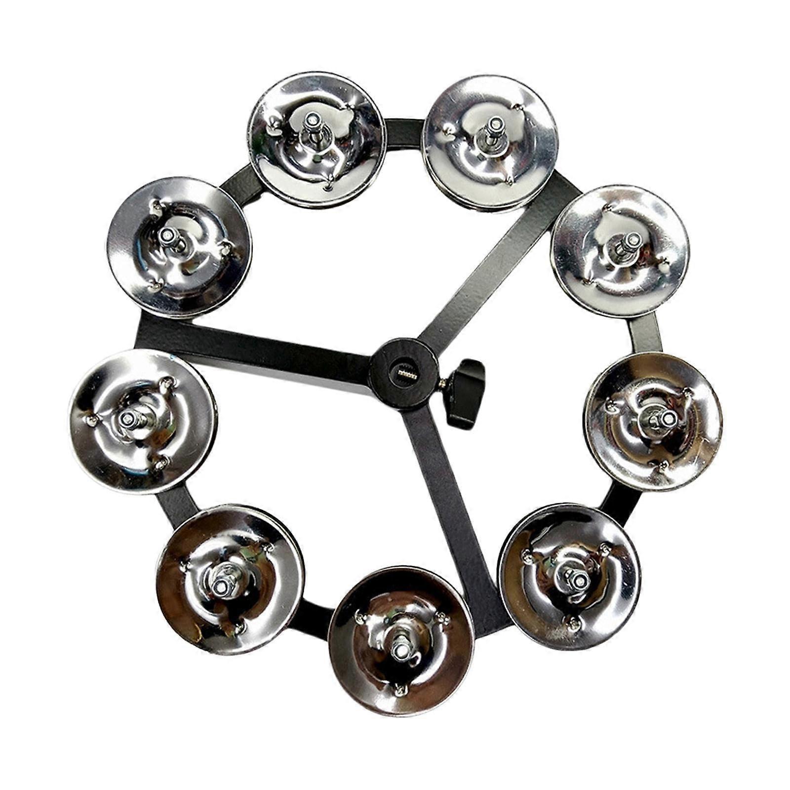 Cymbal HiHat Tambourine with Range Durable Assemble Music Rhythm Tambourine Drum Kit for Party Enthusiasts KTV Single Silver