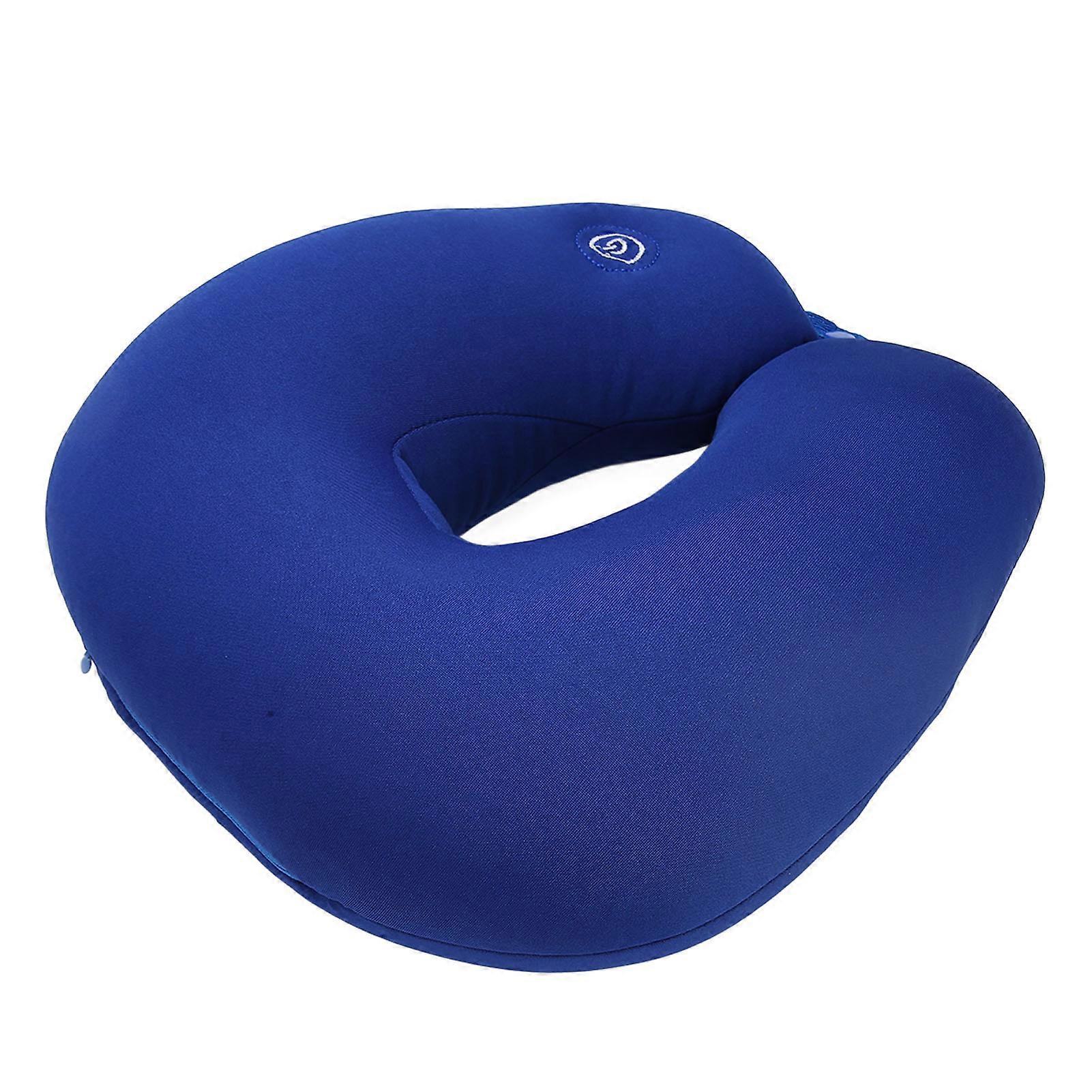 Travel Pillow Memory Foam U Shaped Electric Vibration Message Airplane Neck Message Pillow Blue 