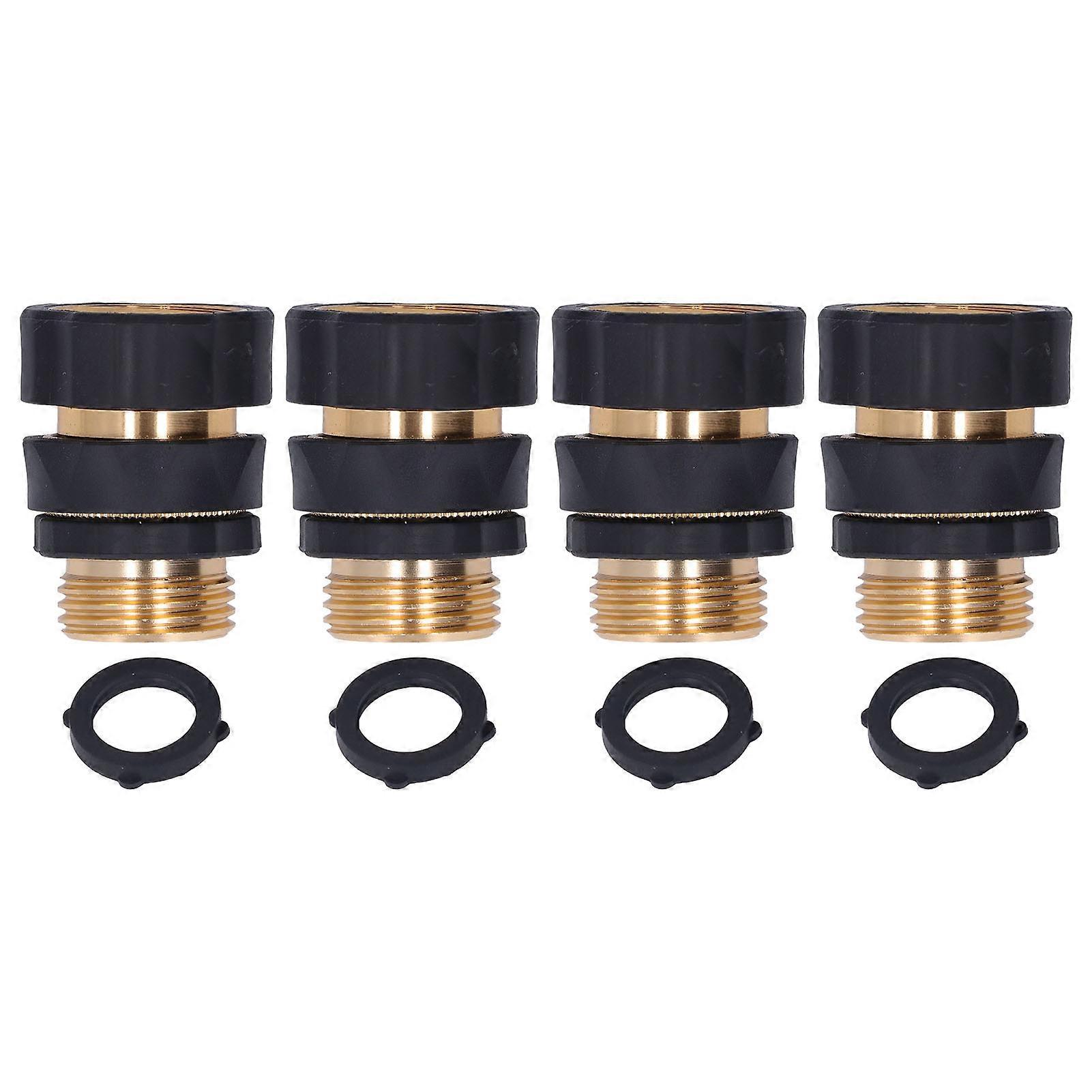 4 Sets 3/4in Hose Connector Washer Adapter Set Quick Connect Brass Rubber Garden Hose Fittings