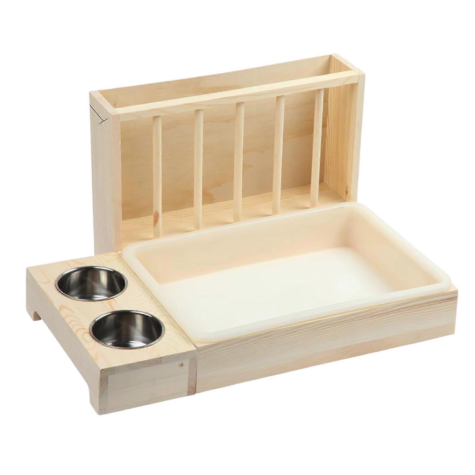 Large Capacity Vertical Hays Dispenser Spill Proof Removable Tray Food Container for Rabbits Guinea Pigs Multicolor