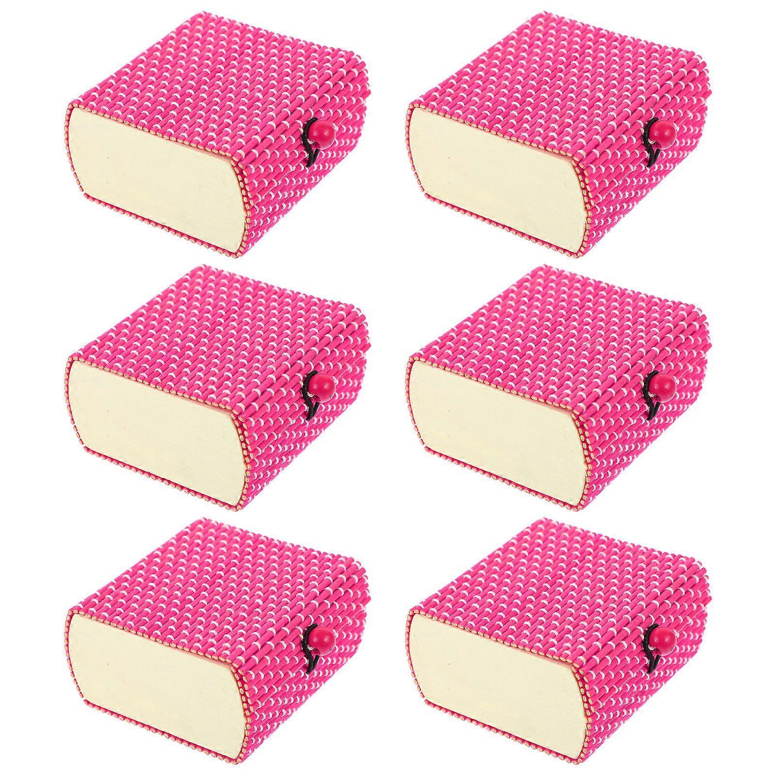 6pcs Vintage Bamboo Boxes for Bead String Button Treasure Trinket Storage