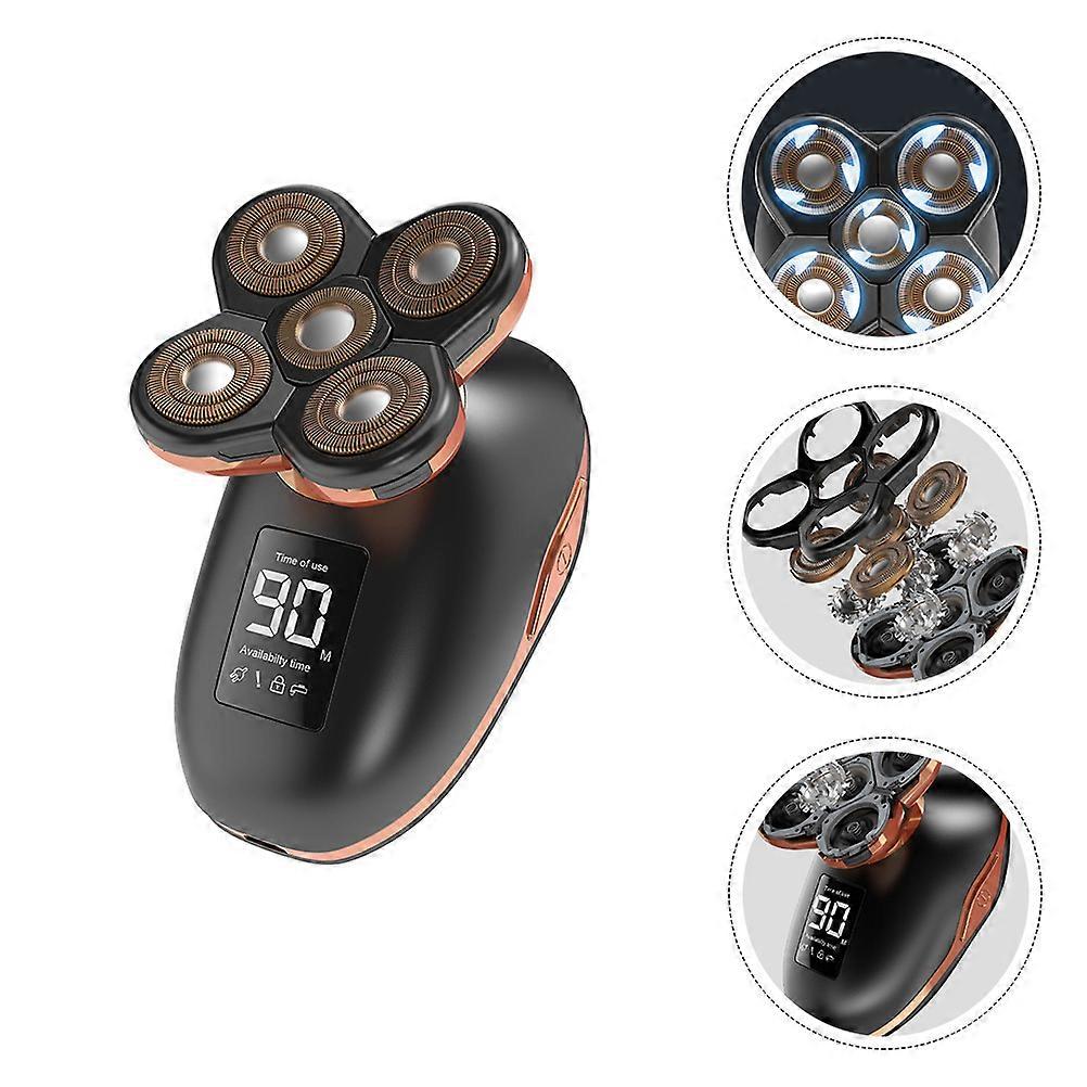 Shave Machine Men Rechargeable Five-Headed Black Men Everyday Use 10x7.5cm Beard Trimming Abs Material 1Pc