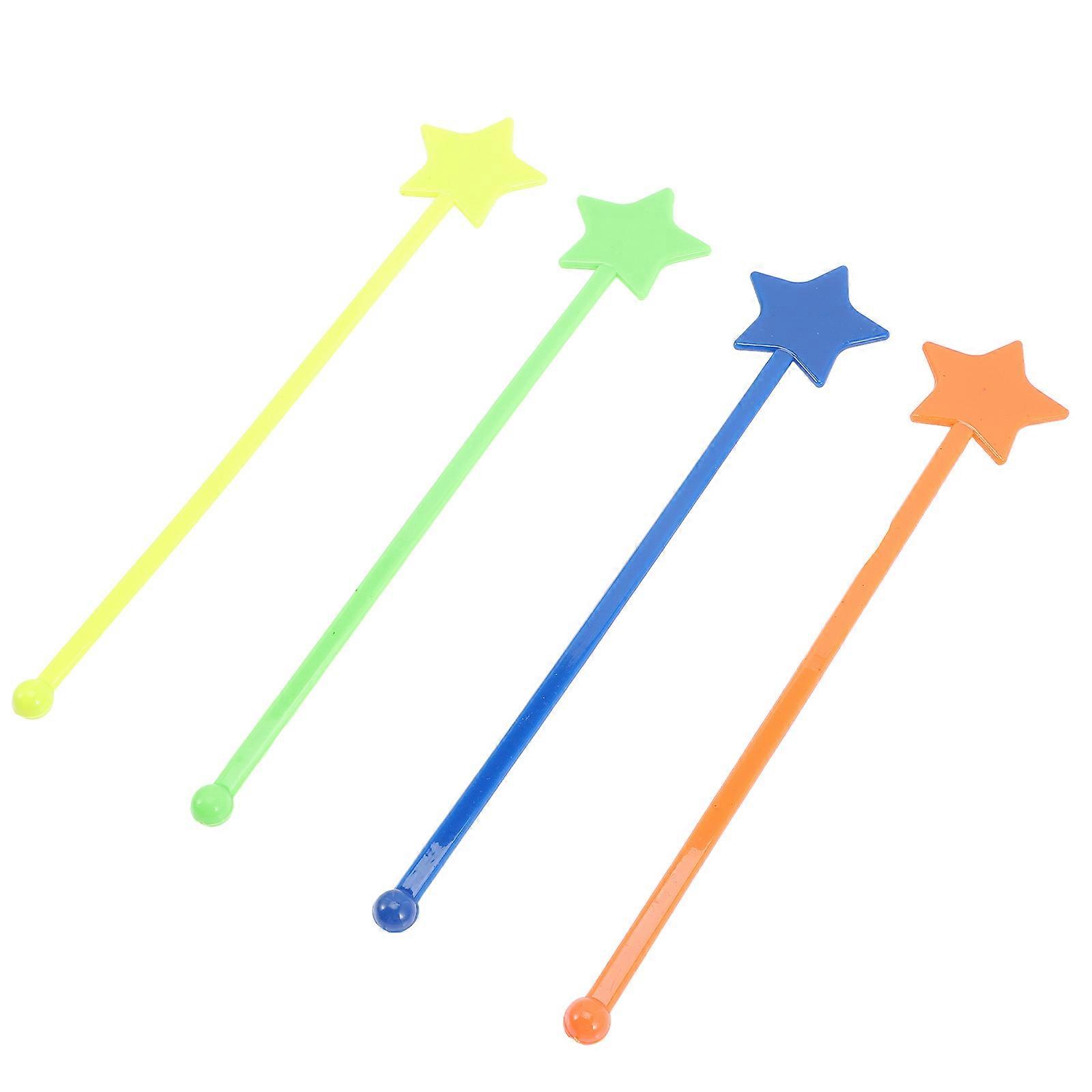 Bâtonnets d’agitation en acrylique pour un usage domestique Mélanges de boissons réutilisables de couleurs assorties avec des morceaux d’étoiles