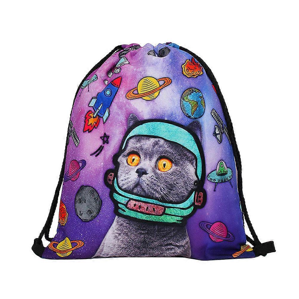 Drawstring Rucksack For Travel Sports School Camping Beach Square Design Polyester Durable And Wearable 1Pack