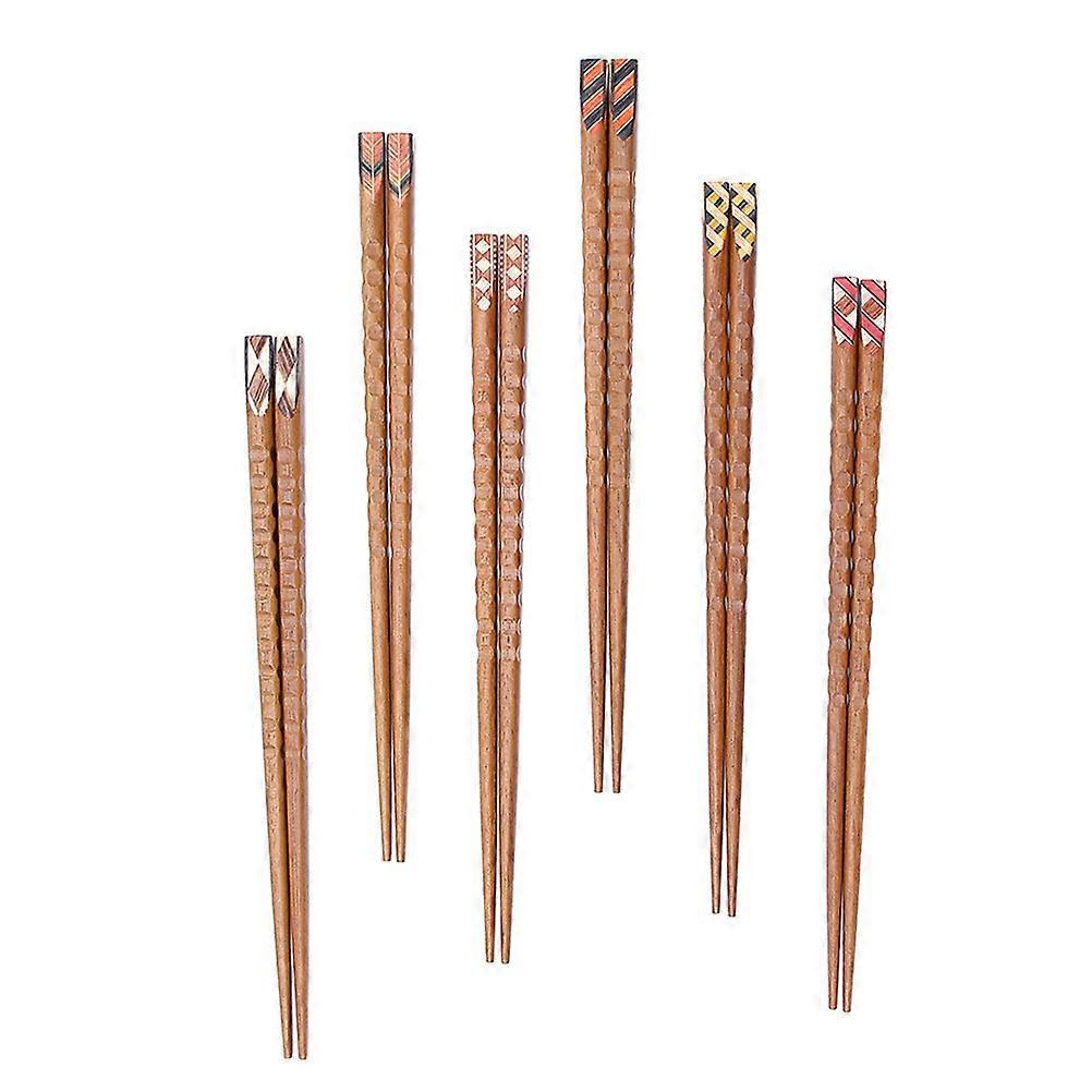 Chopsticks with Pattern Reusable Japanese Style Chopsticks Tableware for Home Use Golden Non-Slip 5 Pairs