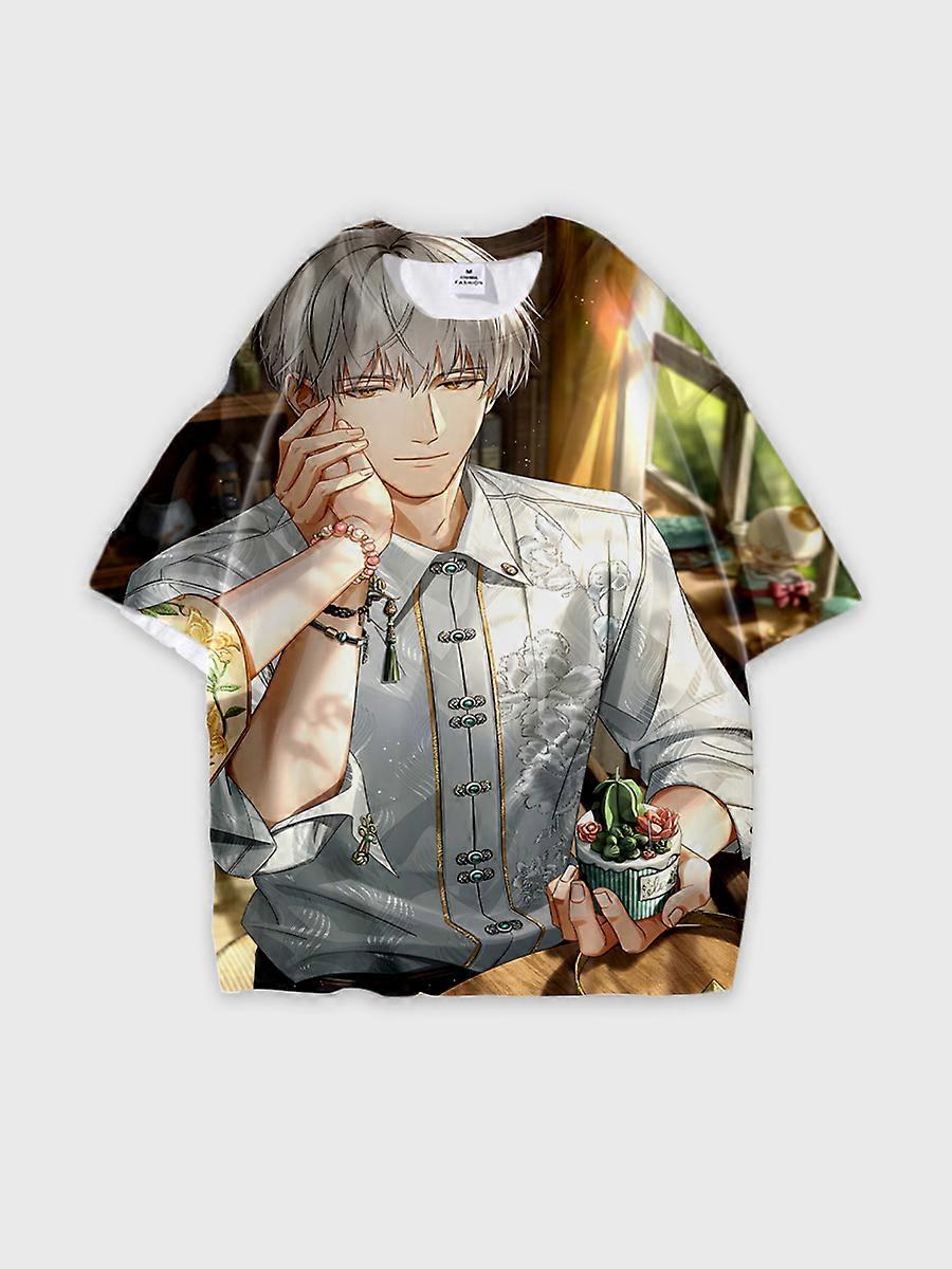 T-shirt round neck Role Pattern loose short sleeve B712