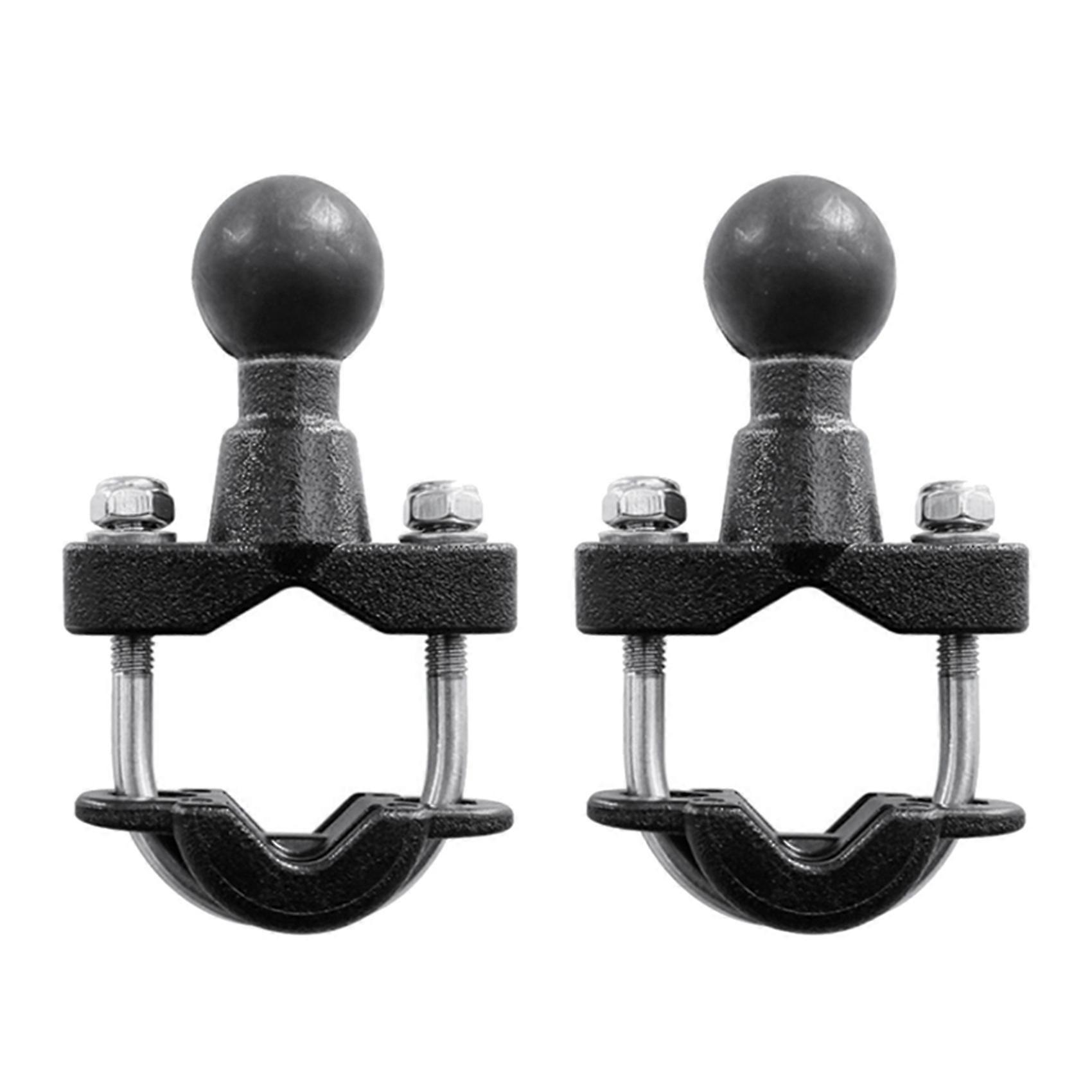 2X Motorcycle Handle Bar Rail Mount 37mm Width U-Bolt Mounting Base with 1 Inch Ball for GPS Work fo