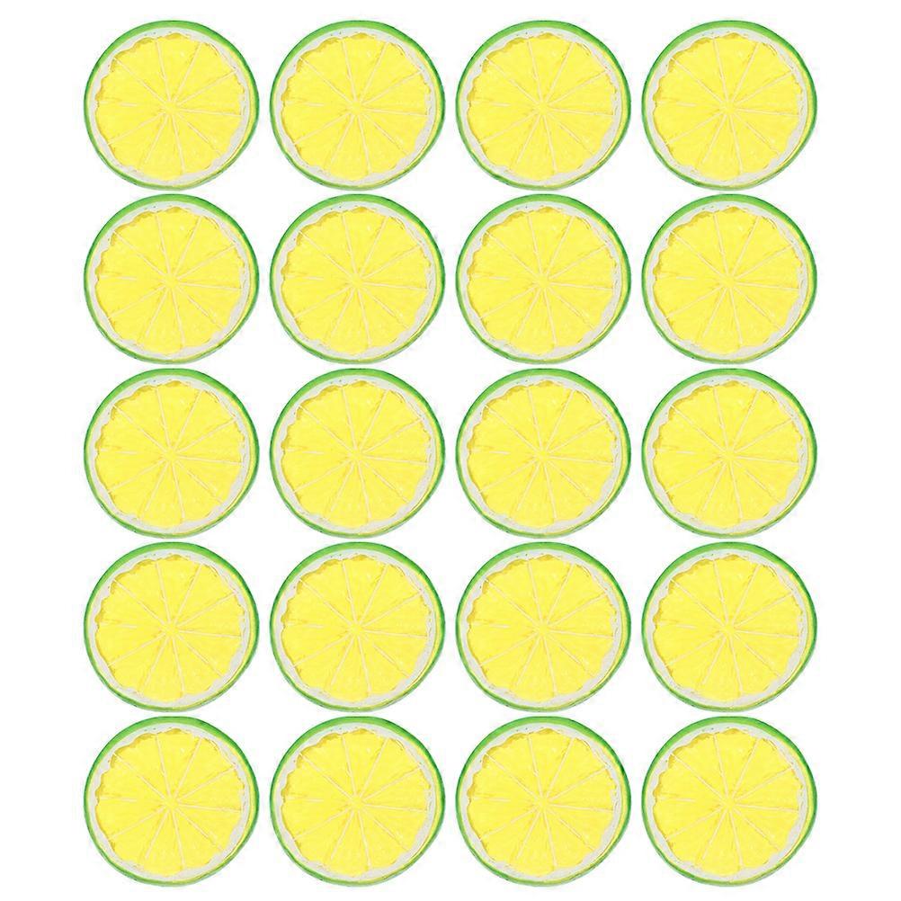 Artificial Lemon Slices for Decoration Use Bright Green Color Realistic Plastic Fruit Slices 20 pcs