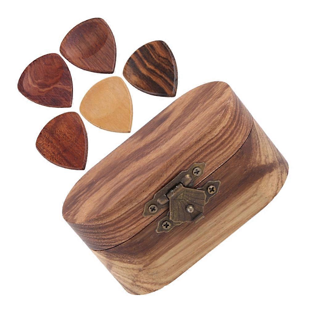 エレキギターおよびアコースティックギター用木製ギターピック、収納ボックス付き アソートカラー