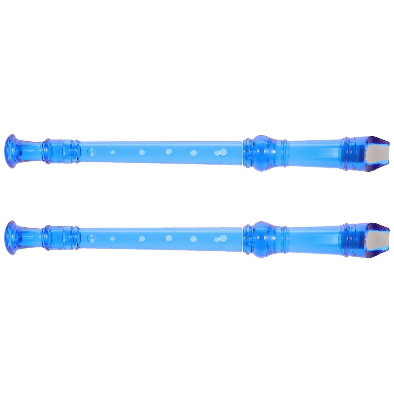 Blue Soprano Recorder Flute with 8 Holes for Teens Made of Polystyrene Great for Playing 2pcs