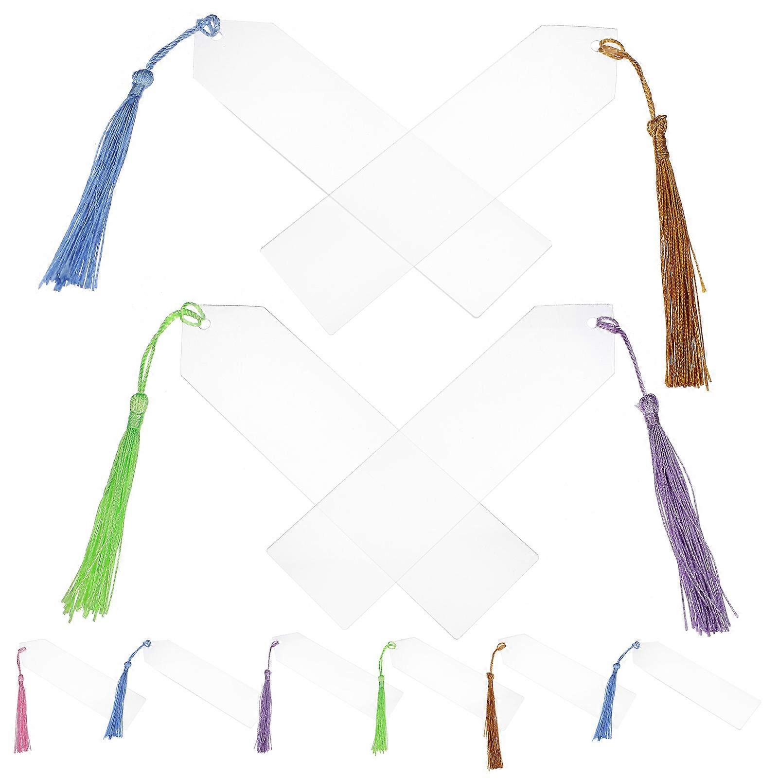 1 Set Acrylic Blank Bookmarks with Tassels for Crafting Page Markers
