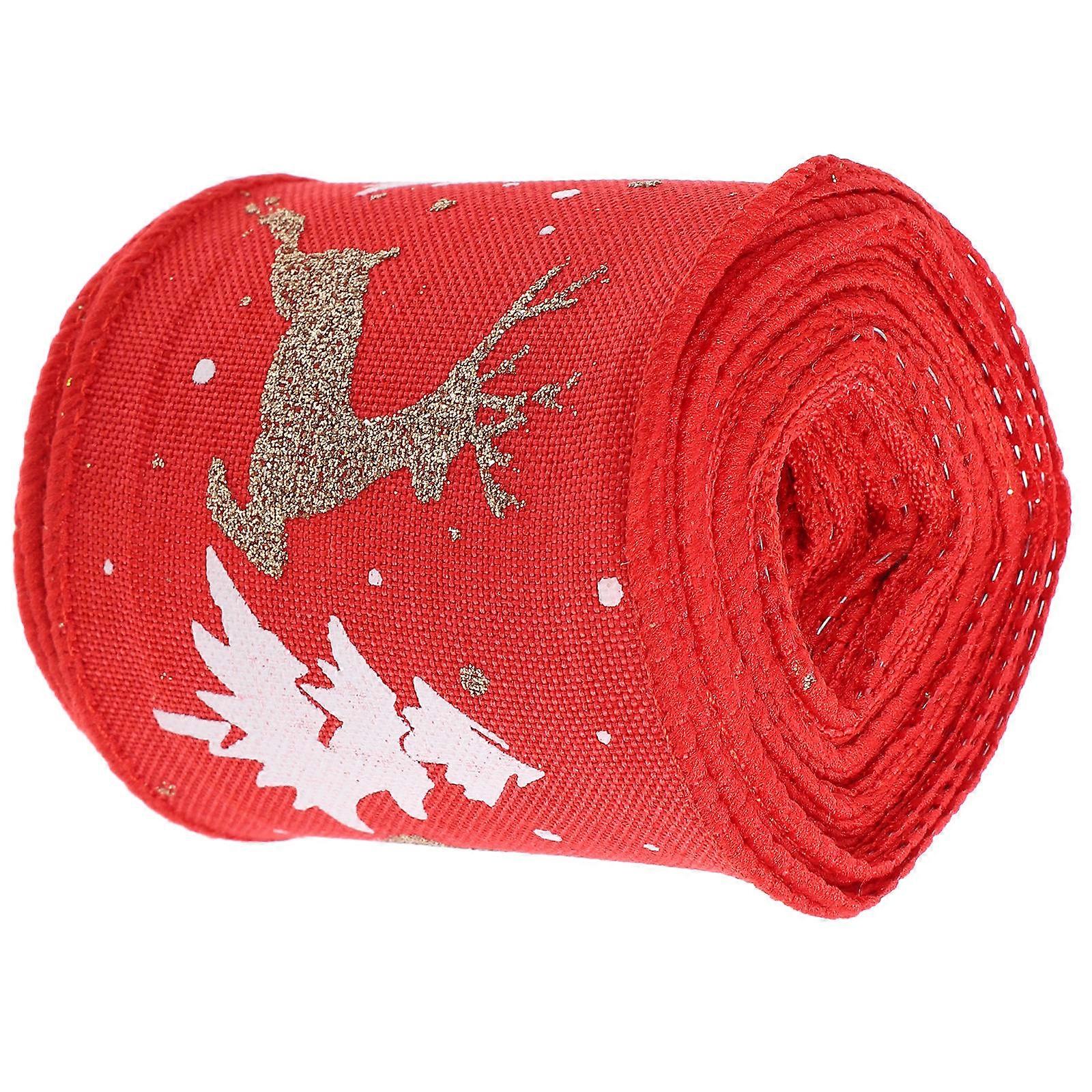 Decorative Pack Ribbon Red Durable Design Polyester Wired Edge Ribbon for Christmas Craft Decor