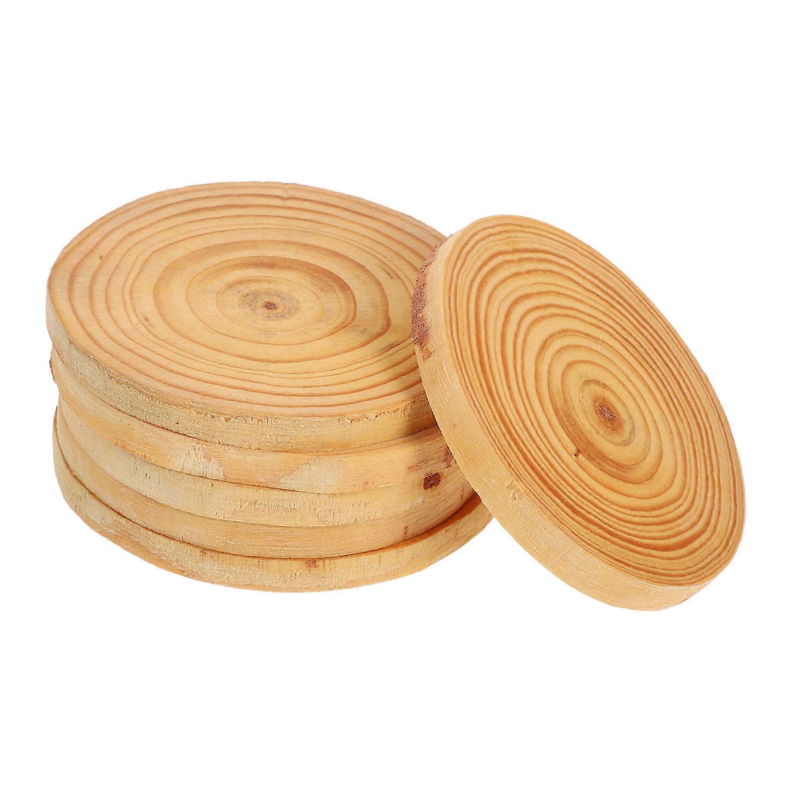 6pcs Natural Wood Slices Unfinished Round Coasters for DIY Painting Crafts – Thick Smooth Wood Discs for Creative Projects and Rustic Home Decor