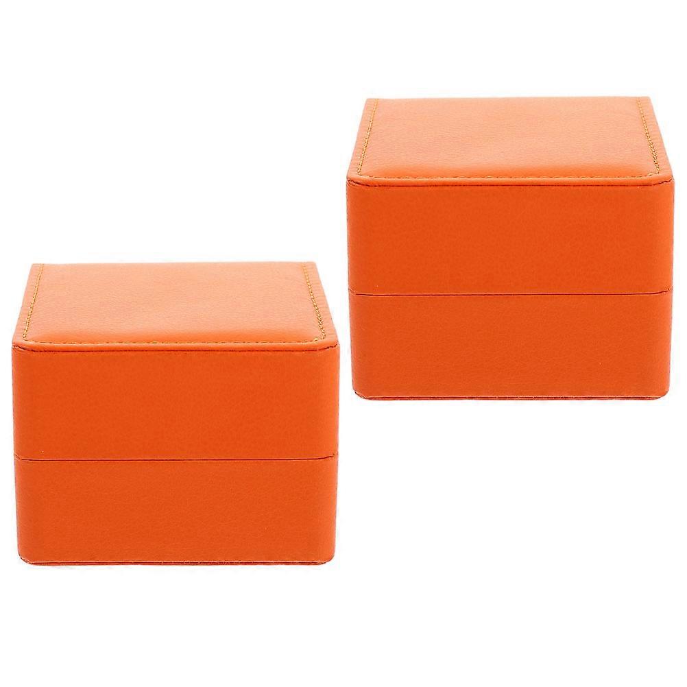 WORGEOUS 2pcs Wrist Watch Travel Cases Watch Display Box PU Watch Box Storage Organizer