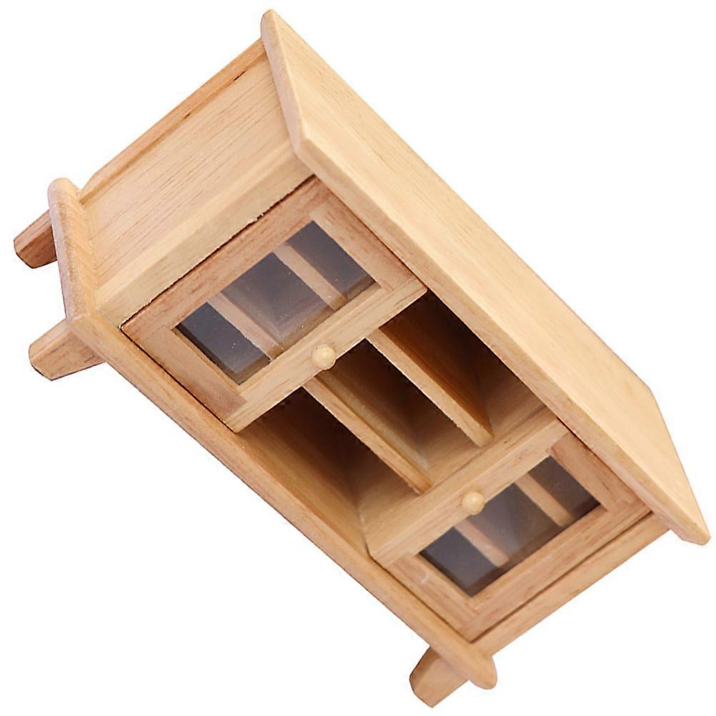 Miniature Wooden TV Cabinet 1 Set Doll House Furniture Mini Model Prop