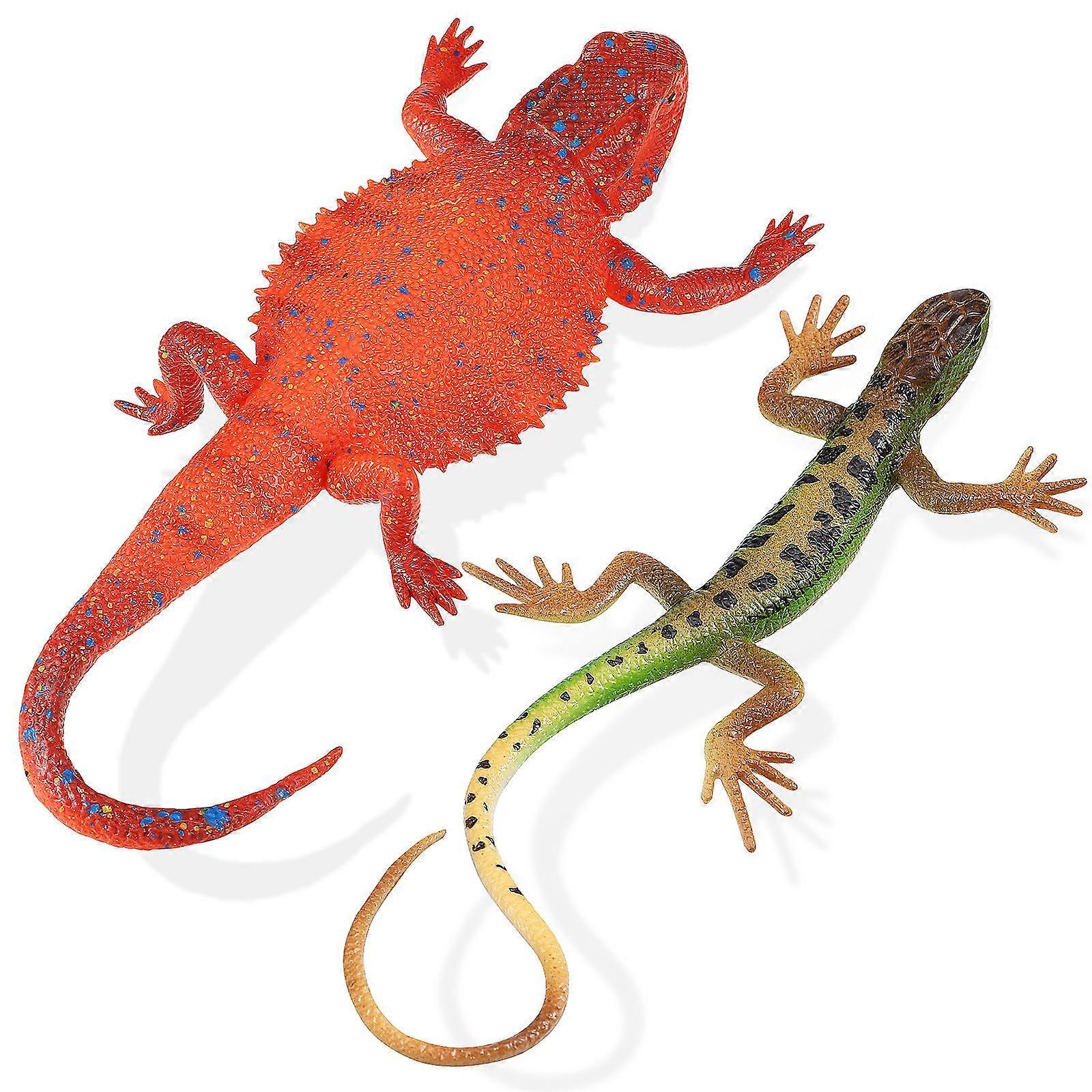 2 Pcs Realistic Lizard Figurines for Unique Decor – Lifelike Animal Models, TPR Material for Durable Use