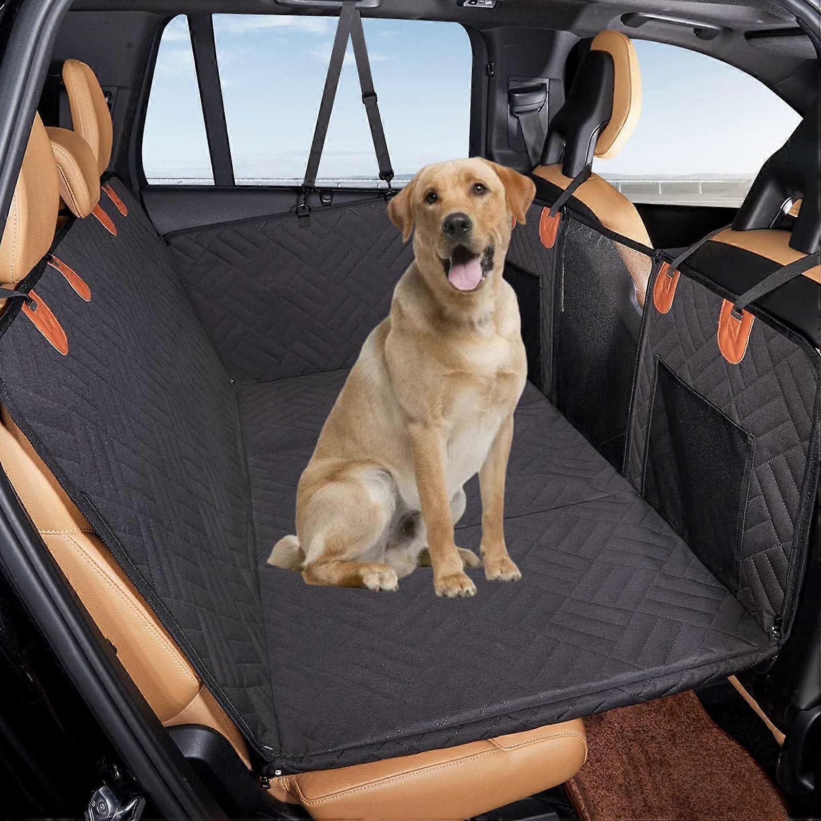 Back Seat Extension for Dogs, Large Dog Hammock Car Seat Cover with Hard Bottom, Waterproof Travel Bed for Aggressive Chewers