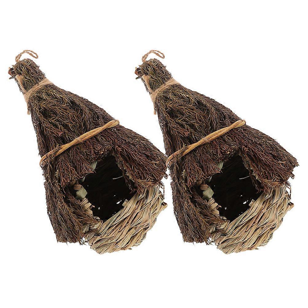 Woven Straw Bird Nests 2Pcs Multi for Home with Handwoven Craftsmanship and Ventilated Comfort
