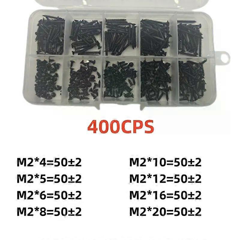 400/800 M2 Black Cross Tapping Screws Sorting Kit Locking Screws and Wood Screws
