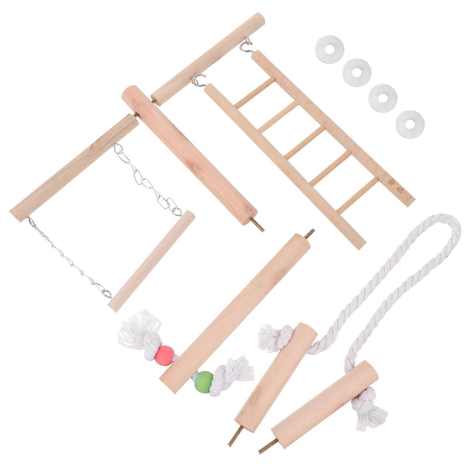 Parrot Perch Toy Made of Composite Material for Playing Beige Color Suitable for Small Birds