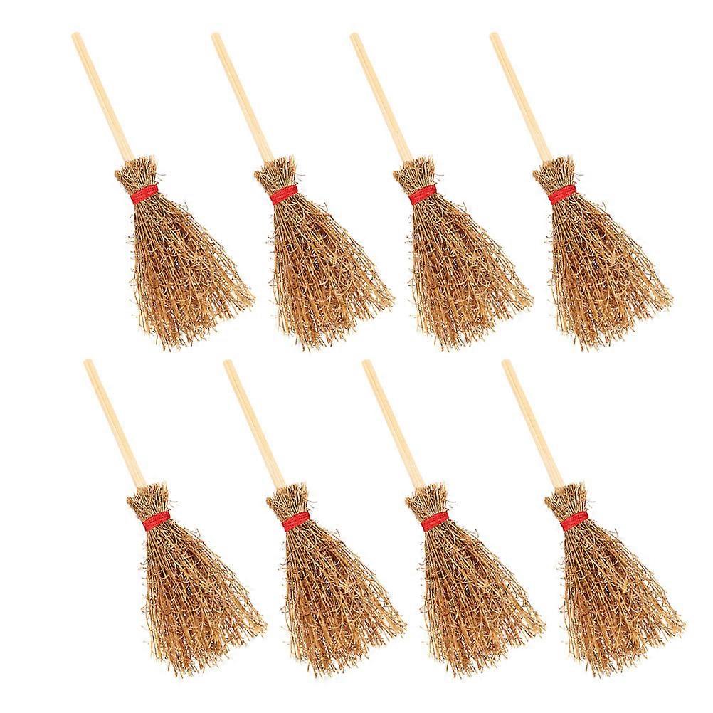 Miniature Broom Toy for Dollhouse Decor Made from Beech Realistic Design Enhances Creativity 8pcs