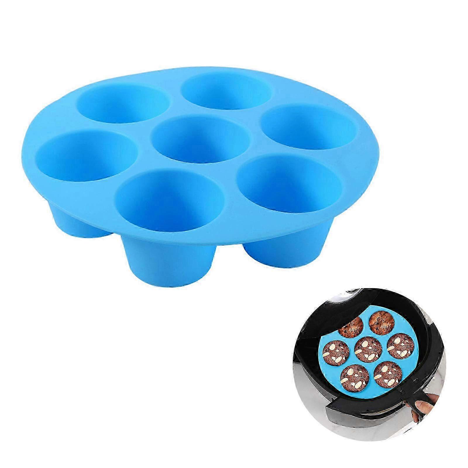 Moule à muffins en silicone à 7 cavités pour friteuses à air et fours - Ustensiles de cuisson polyvalents pour cupcakes, muffins et plus encore