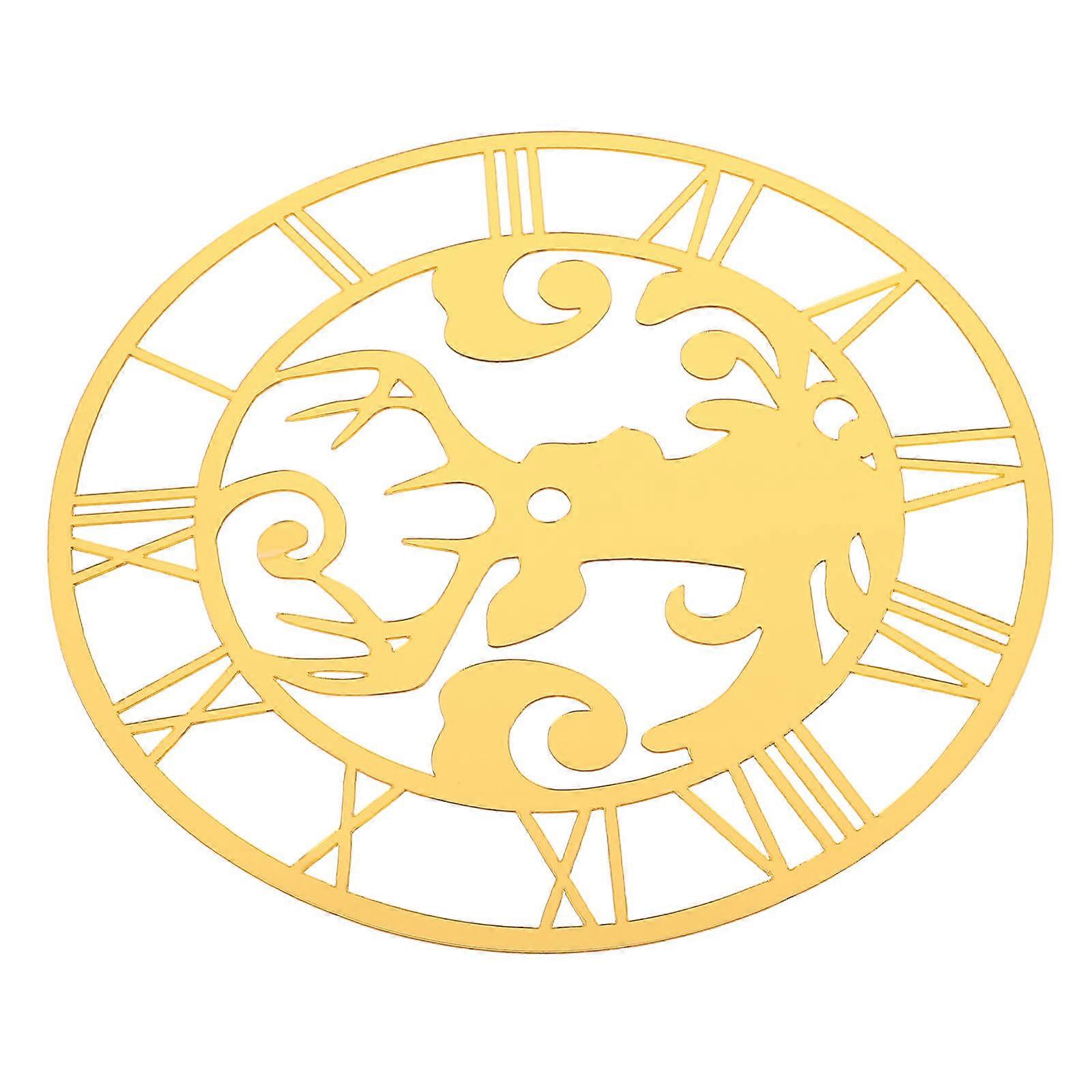 Acrylic Mirror Surface Wall Clock Sticker with Roman Numerals and Deer Pattern – Lightweight, Easy to Install Wall Decor for Office