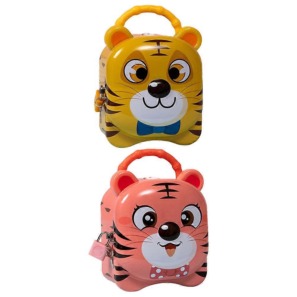 Multi-Functional Coin Box 2Pcs Tiger-Shaped Storage Containers Assorted Color Ideal For Family Daily Use