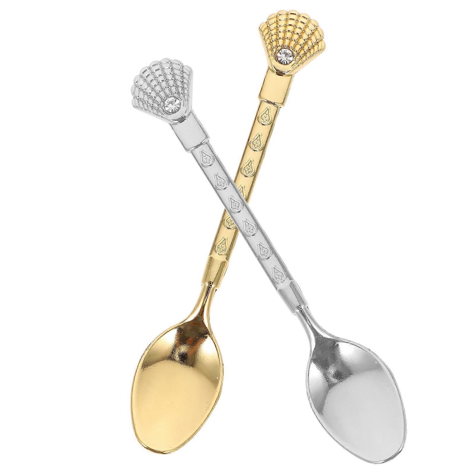 Mini Espresso Spoons 2Pcs Smooth Round Household Ornaments For Tea Sugar With Assorted Color Comfortable Grip