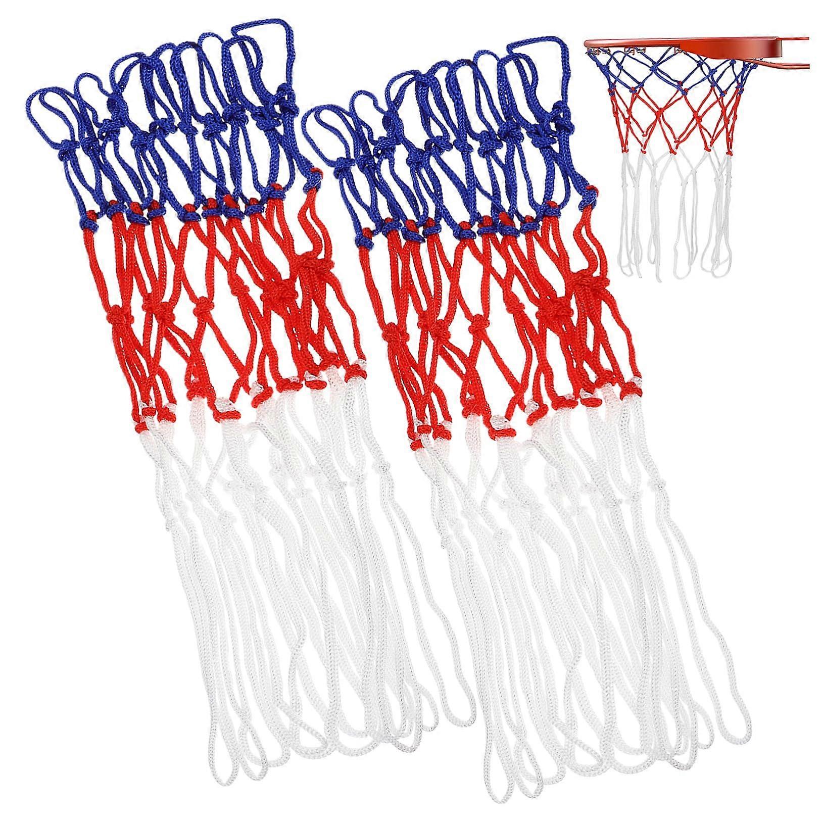 Basketball Net Kit - 2 Pack Metal Replacement Nets for Indoor and Outdoor Training, Nylon Mesh Hoops