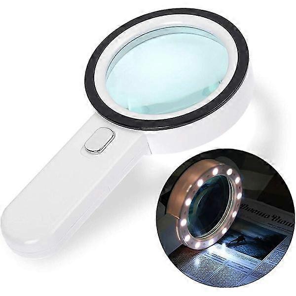 Reading Glasses, 12 LED Magnifier 30X Magnifying Glass, Large Illuminated Magnifier Handheld Magnifying Glass