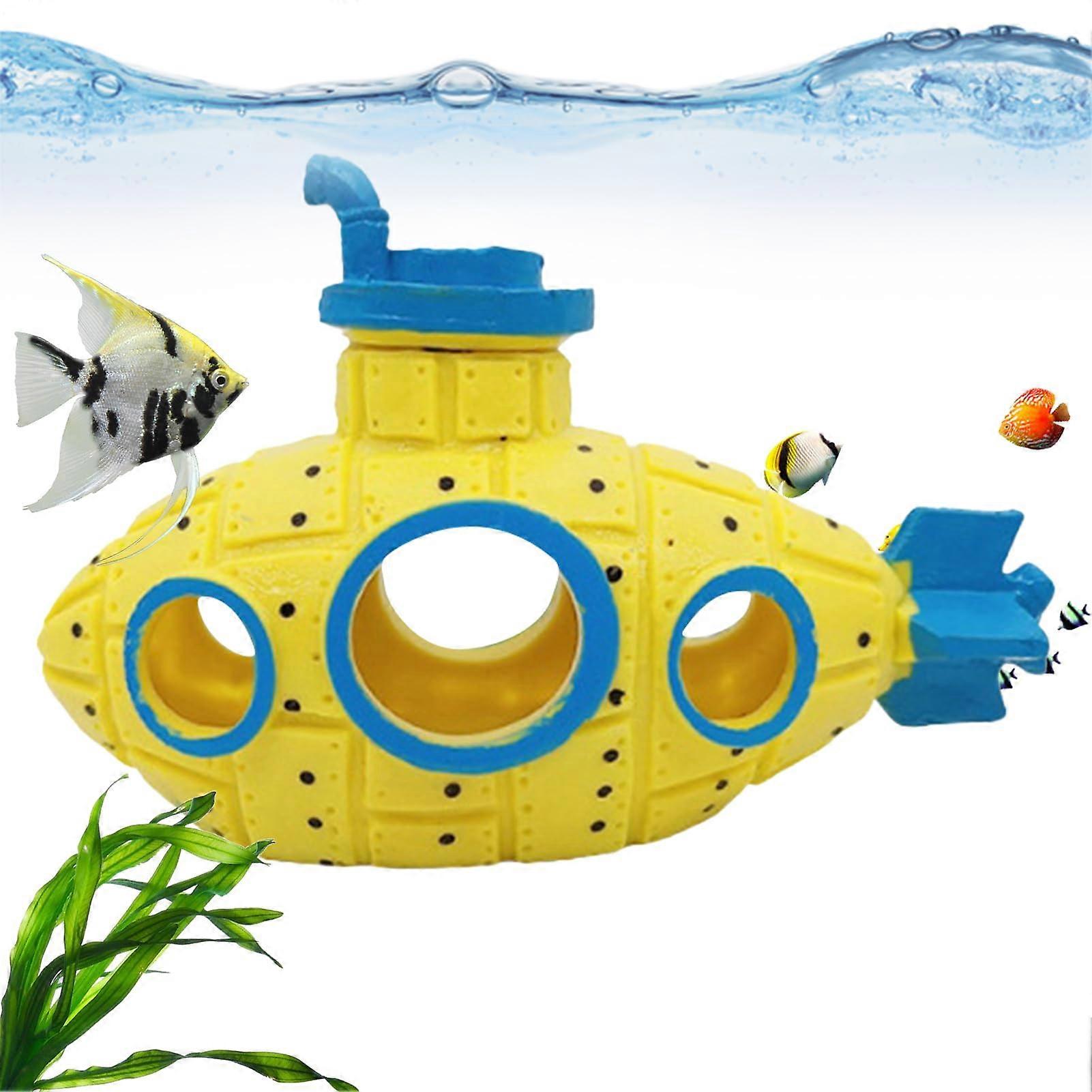 Quarium Rock Cave Decoration Aquarium Resin Submarine Ornament Submarine Toy for Fish Tanks Shipwreck Submarine Landscape