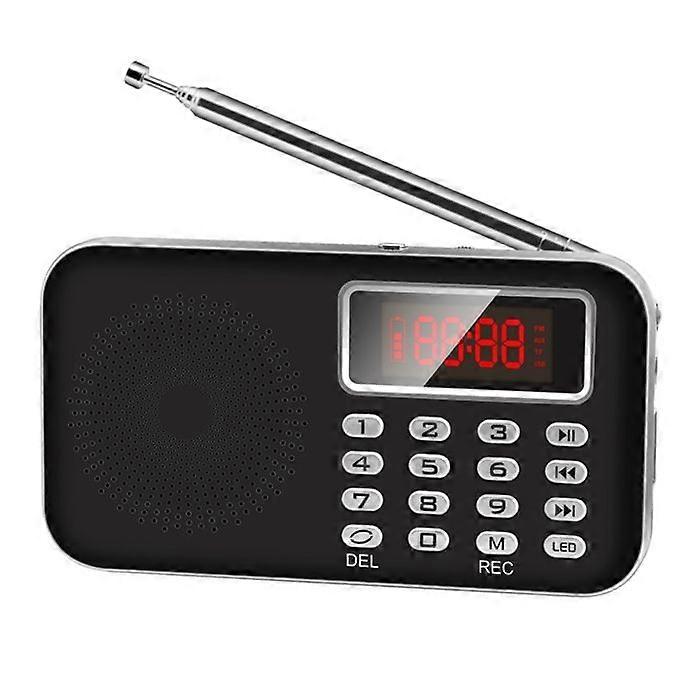 Mini Radio FM AM MP3 Player Micro SD Rechargeable Black YONIS