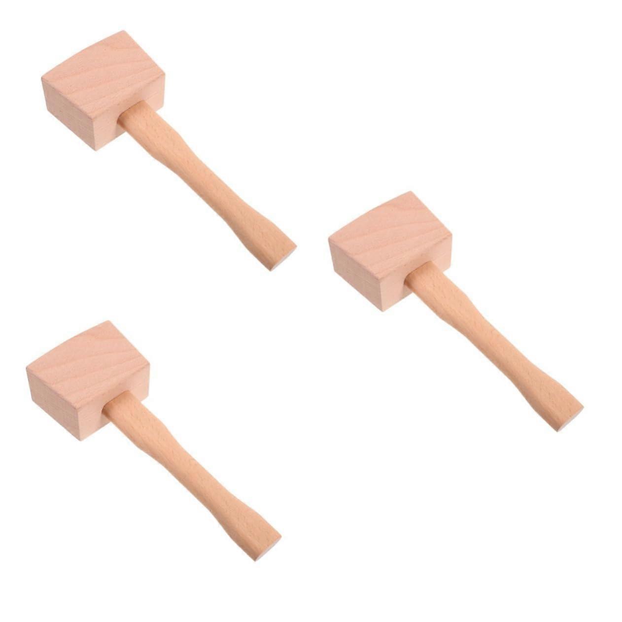 3-Piece Ergonomic Wooden Hammer Set, Durable Crafting Hammer for Woodworking, Scratch-Resistant, Smooth Finish