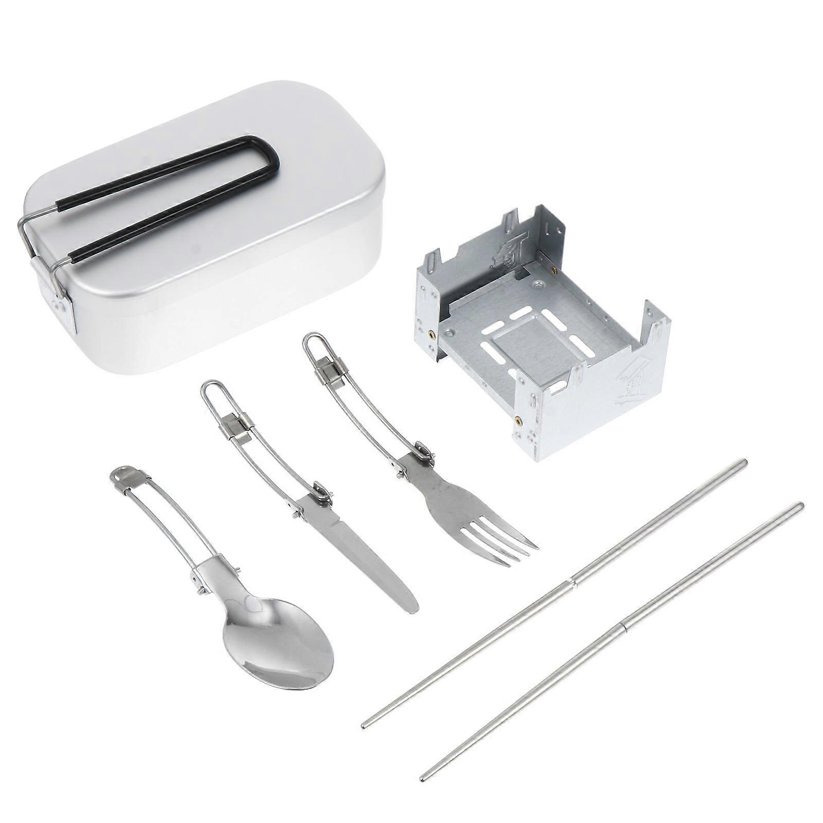 Portable Outdoor Set Made of Strong Aluminum for Camping Silver Color Weighs 0.5 lbs
