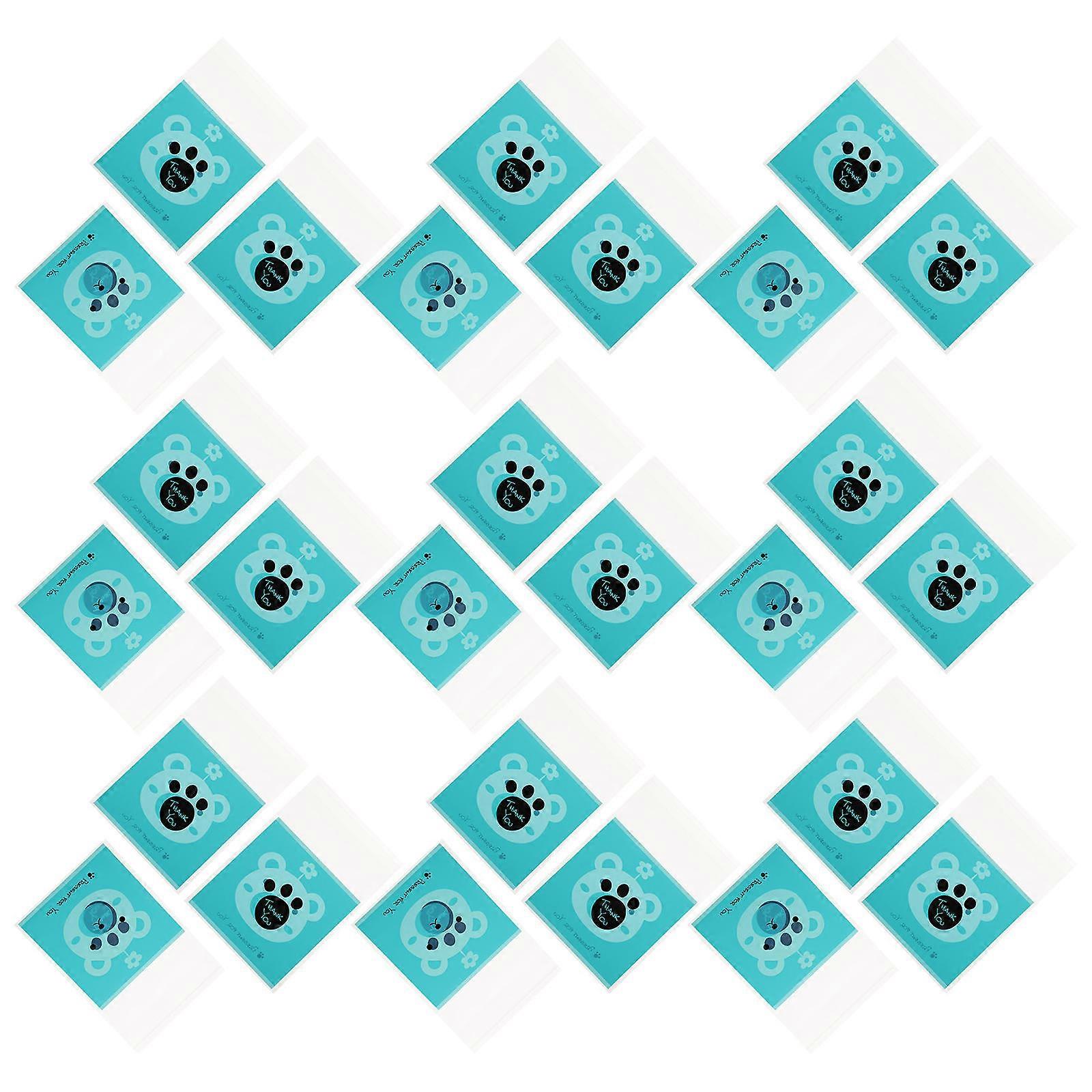 1 Set 200Pcs Cartoon Bear Pattern Candy Bags Self Adhesive Gift Bags (Blue)
