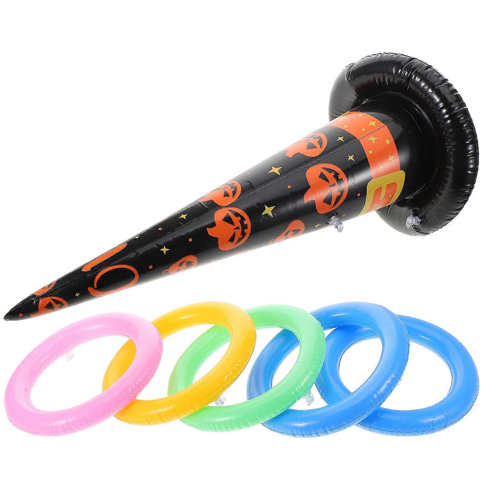 Inflatable Halloween Witch Hat Ring Toss Game – Lightweight, Portable Party Favor for Family Fun & Multiplayer Interaction