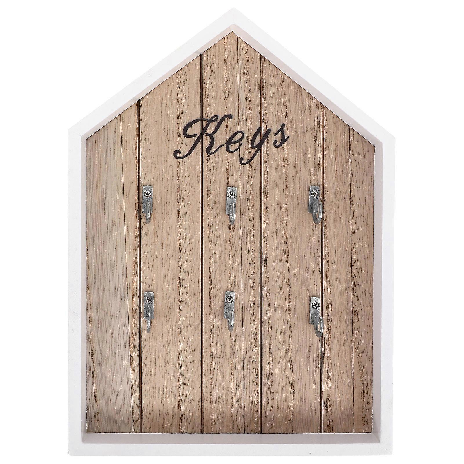 Wooden Key Storage Box for Wall Mount with Unique House Shape Multi Color Lightweight Wood Craftsmanship 7.1 Inches