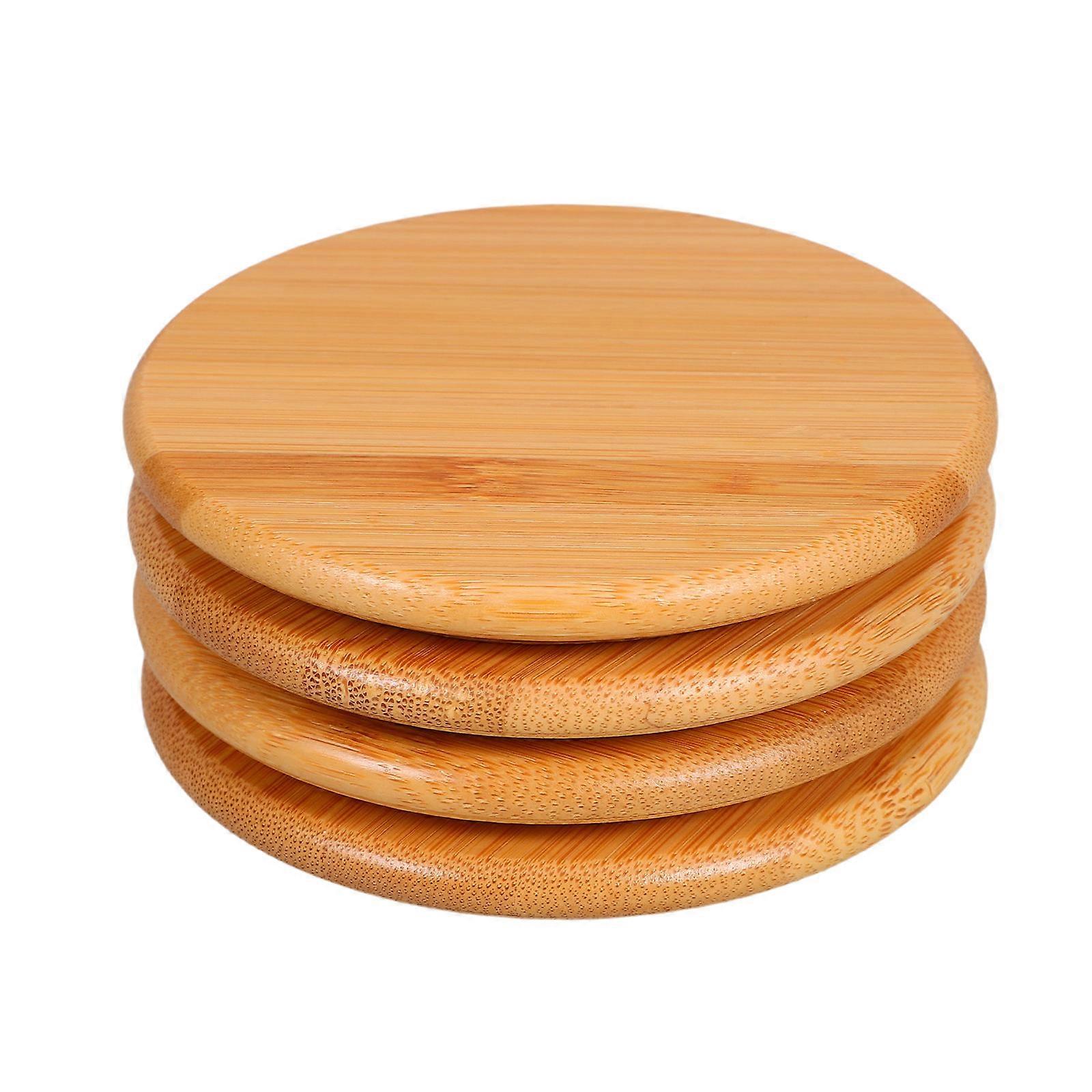 4pcs Light Yellow Bamboo Lids for Cups Universal SpillProof Design Easy to Clean Material