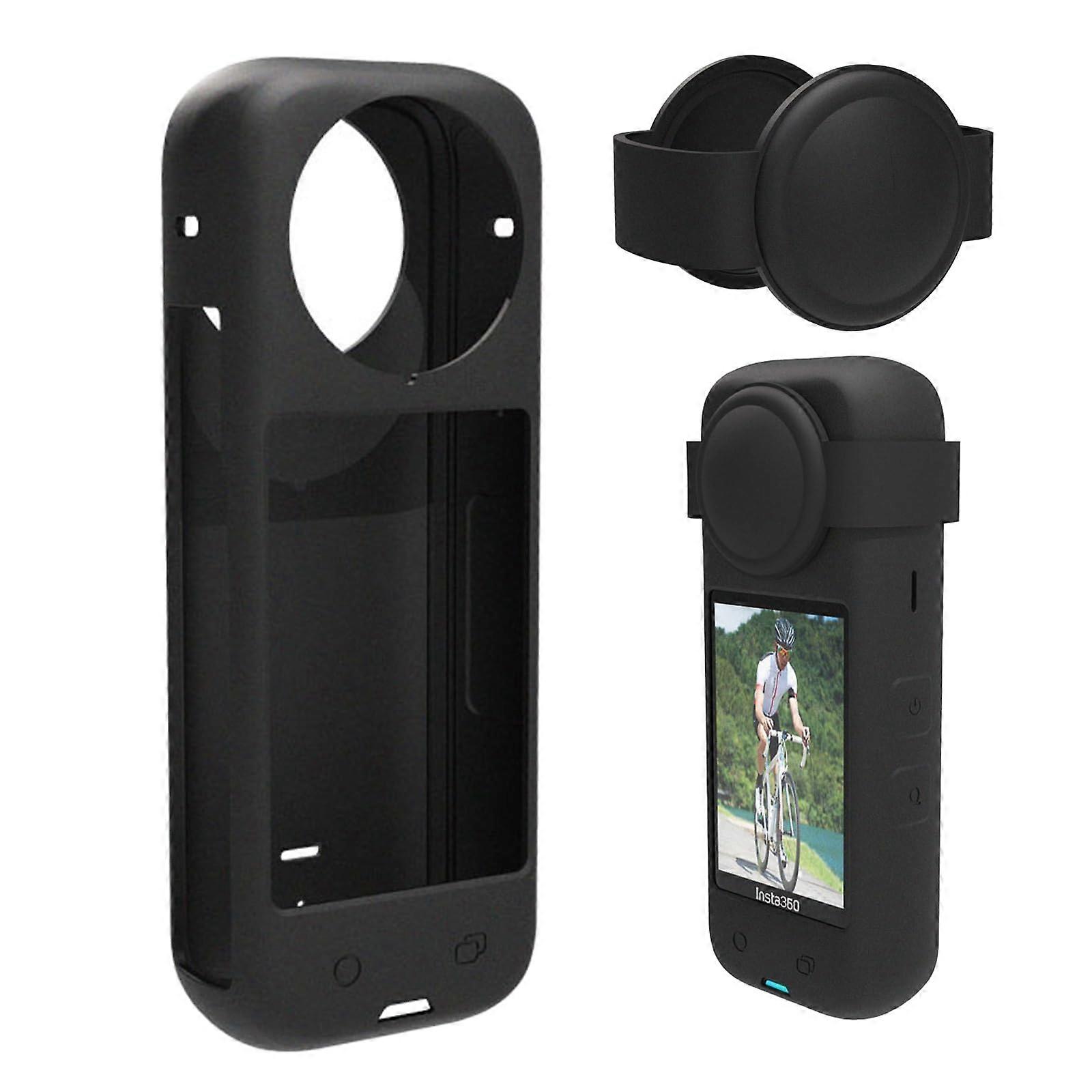 Silicone Case for Insta360 X4 Accessories, Protective Case Lens Cap for Insta360 X4 Camera (Black)