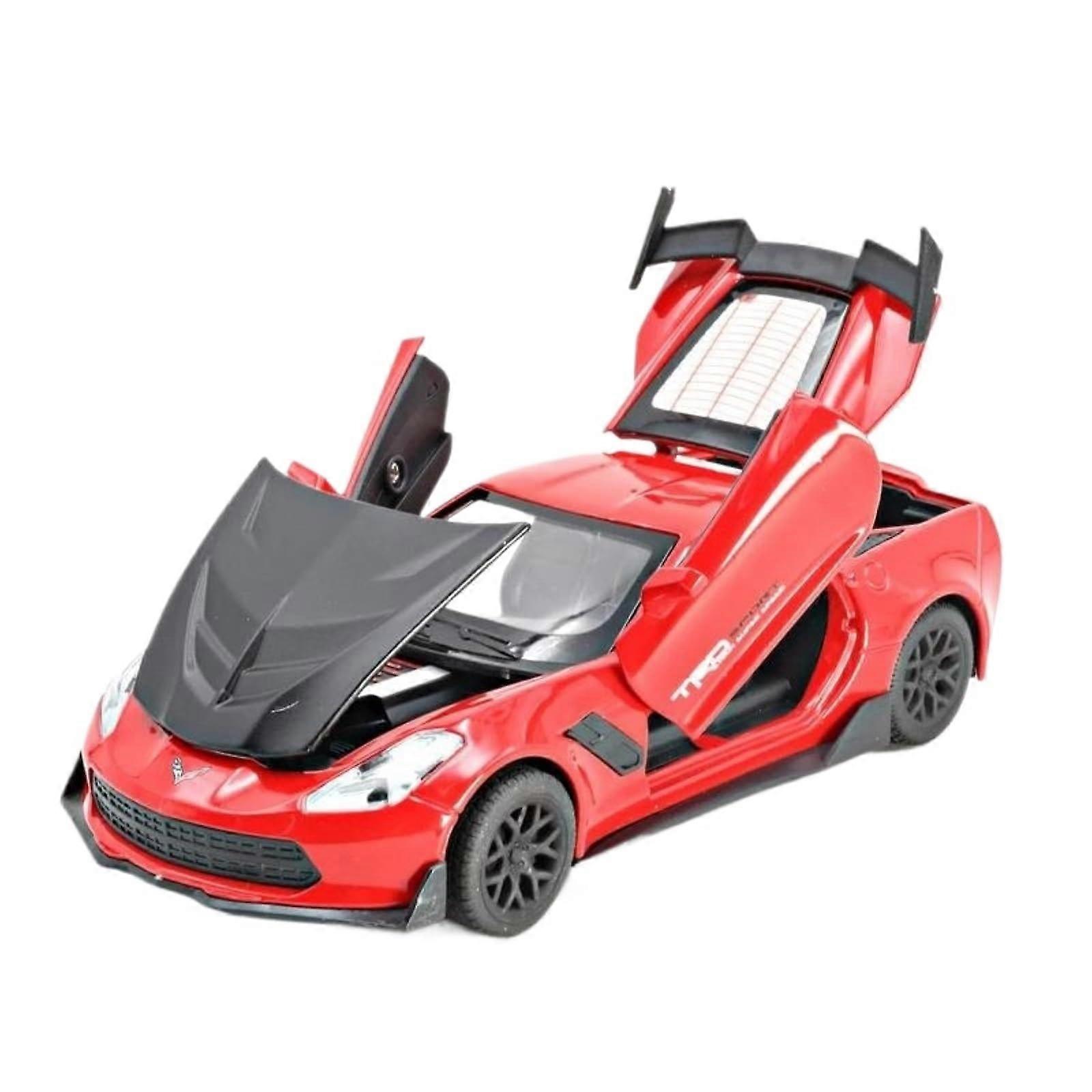 1:32 Scale Model Car for Corvette ZR1 Super Sports Car, DieCast Simulation Alloy Vehicle Miniature Model, Finished Car Model (Red Black)