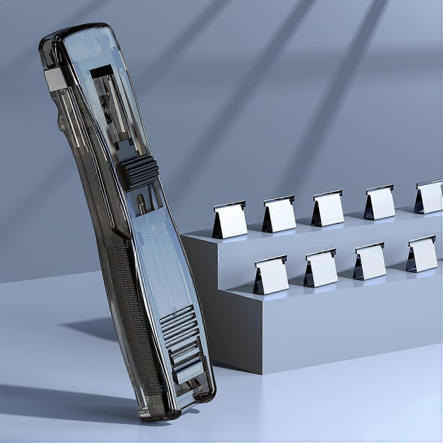 Durable Portable Mini Stapler Set, Clip Pusher, with 50 Reusable Staples, 40 Sheet Capacity, Black