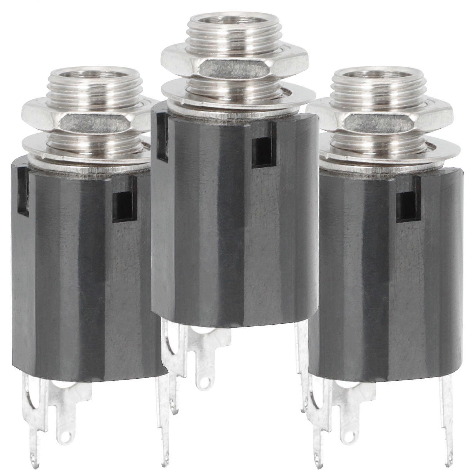 3pcs Guitar Jack 1/4 Jack Female Microphone Connector Panel Mount Accessory